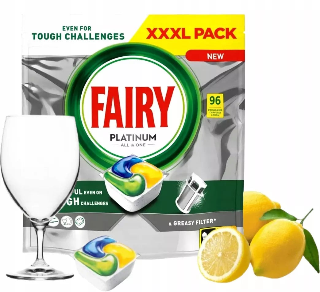 Fairy Platinum All In One citrinų skonio indaplovės kapsulės 96 vnt. GIGA PACK