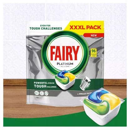 Fairy Platinum All In One citrinų skonio indaplovės kapsulės 96 vnt. GIGA PACK