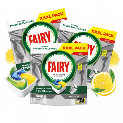 Fairy Platinum All In One citrinų skonio indaplovės kapsulės 96 vnt. GIGA PACK