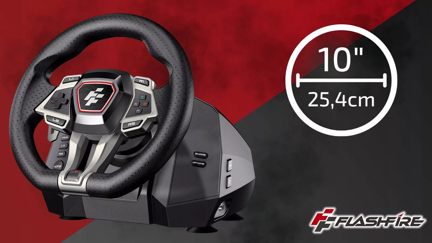 Žaidimų vairas FLASHFIRE IMOLA F107 6 pavaros 900° PC PS5 PS4 Xbox
