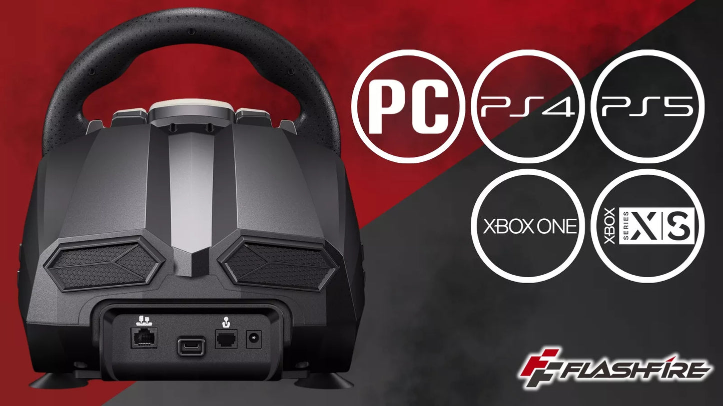 Žaidimų vairas FLASHFIRE IMOLA F107 6 pavaros 900° PC PS5 PS4 Xbox
