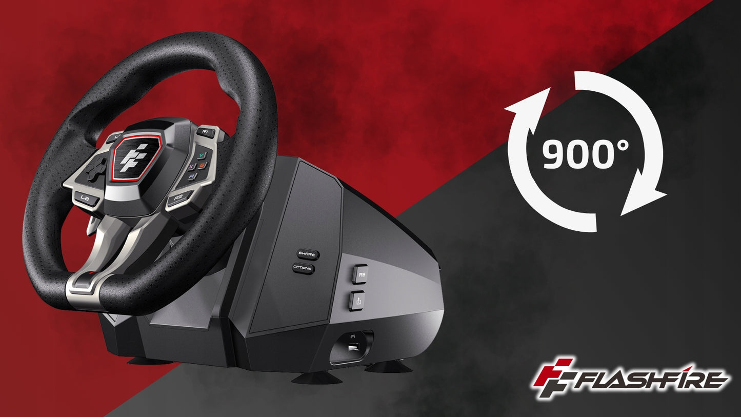 Žaidimų vairas FLASHFIRE IMOLA F107 6 pavaros 900° PC PS5 PS4 Xbox