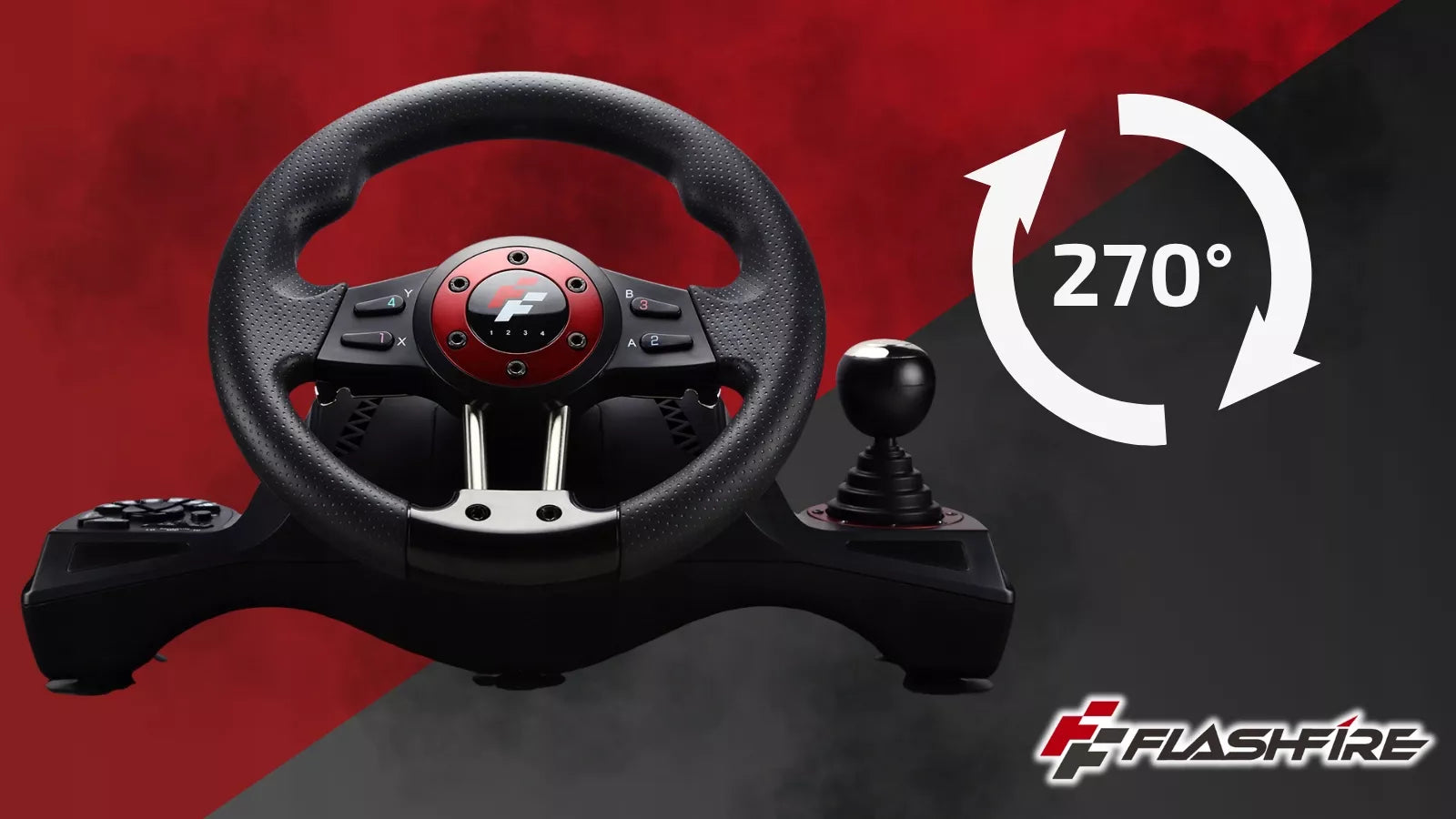 Žaidimų vairas FLASHFIRE WH2304V 270° + Pedalai PC PS4 Switch Xbox