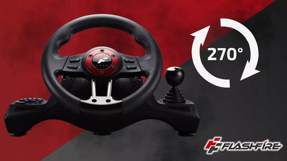 Žaidimų vairas FLASHFIRE WH2304V 270° + Pedalai PC PS4 Switch Xbox