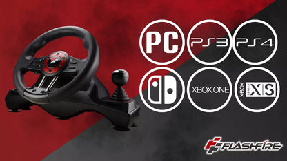 Žaidimų vairas FLASHFIRE WH2304V 270° + Pedalai PC PS4 Switch Xbox