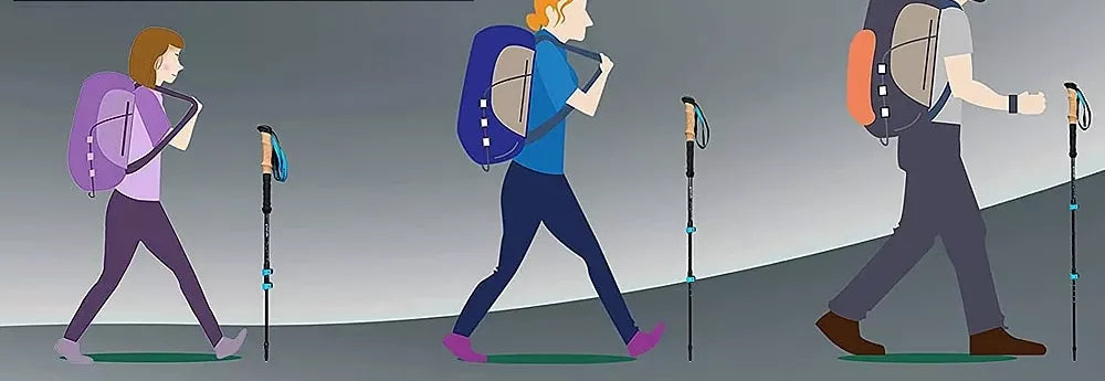 NORDIC WALKING TREKKINGOWE lazdai vaikščioti REGULIUOJAMI Komplektas 2 vnt.