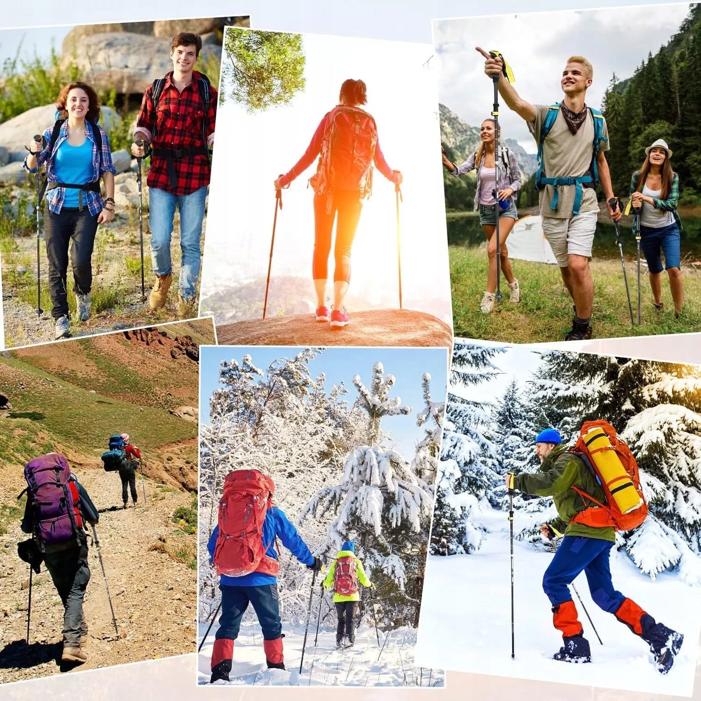 NORDIC WALKING TREKKINGOWE lazdai vaikščioti REGULIUOJAMI Komplektas 2 vnt.