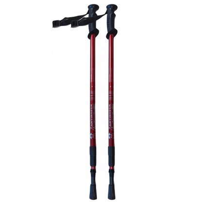 3-segmentinės teleskopinės vaikščiojimo lazdos "Nordic Walking", sulankstomos, raudonos