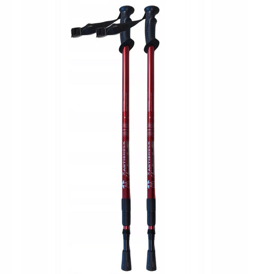 3-segmentinės teleskopinės vaikščiojimo lazdos "Nordic Walking", sulankstomos, raudonos
