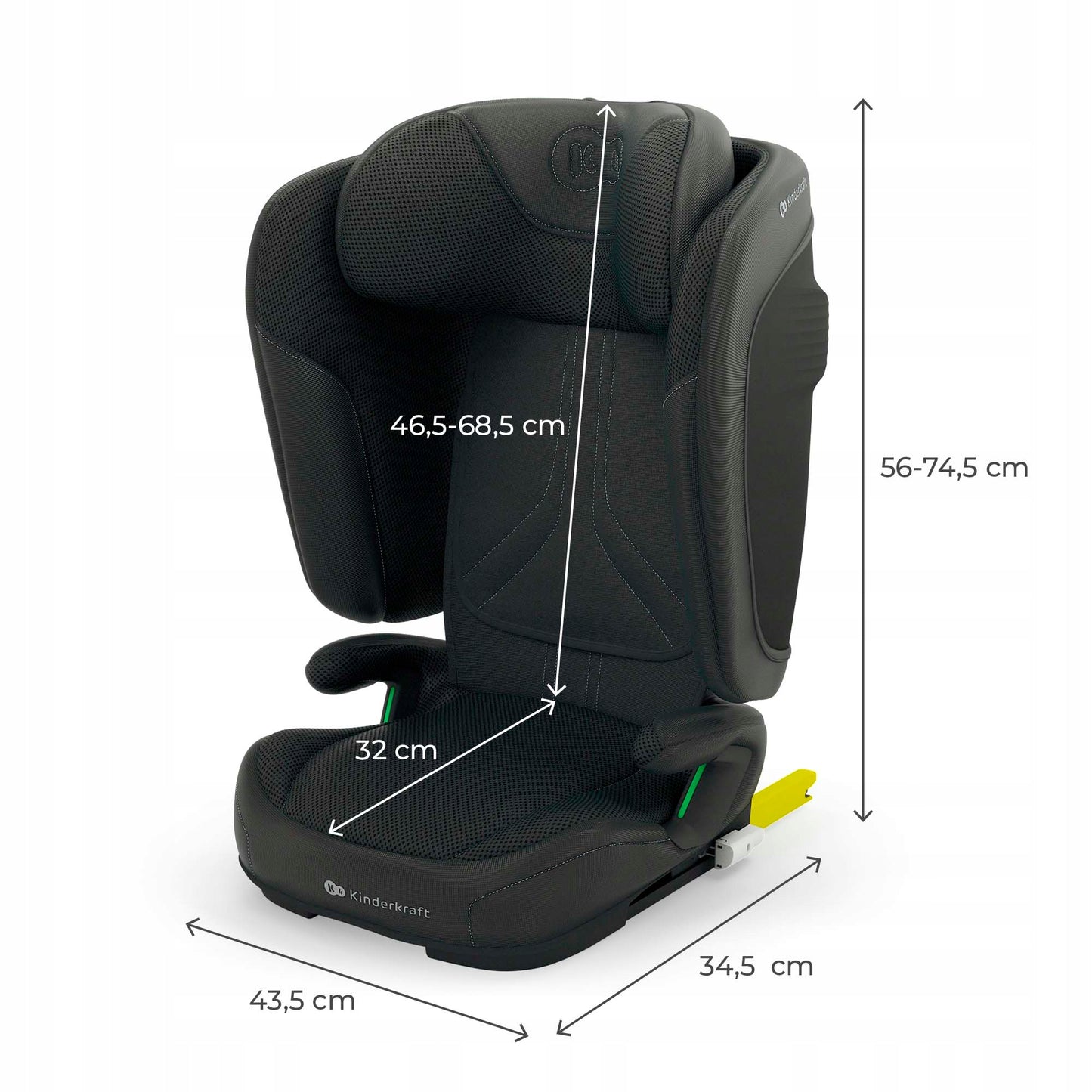 Kinderkraft automobilinė kėdutė 3,5-12 metų 100-150 cm 15-36 kg UNITY 2 juodas
