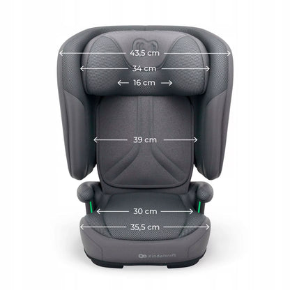 Automobilinė kėdutė 3,5-12 metų, 100-150 cm, 15-36 kg, UNITY 2, Pilka, Kinderkraft