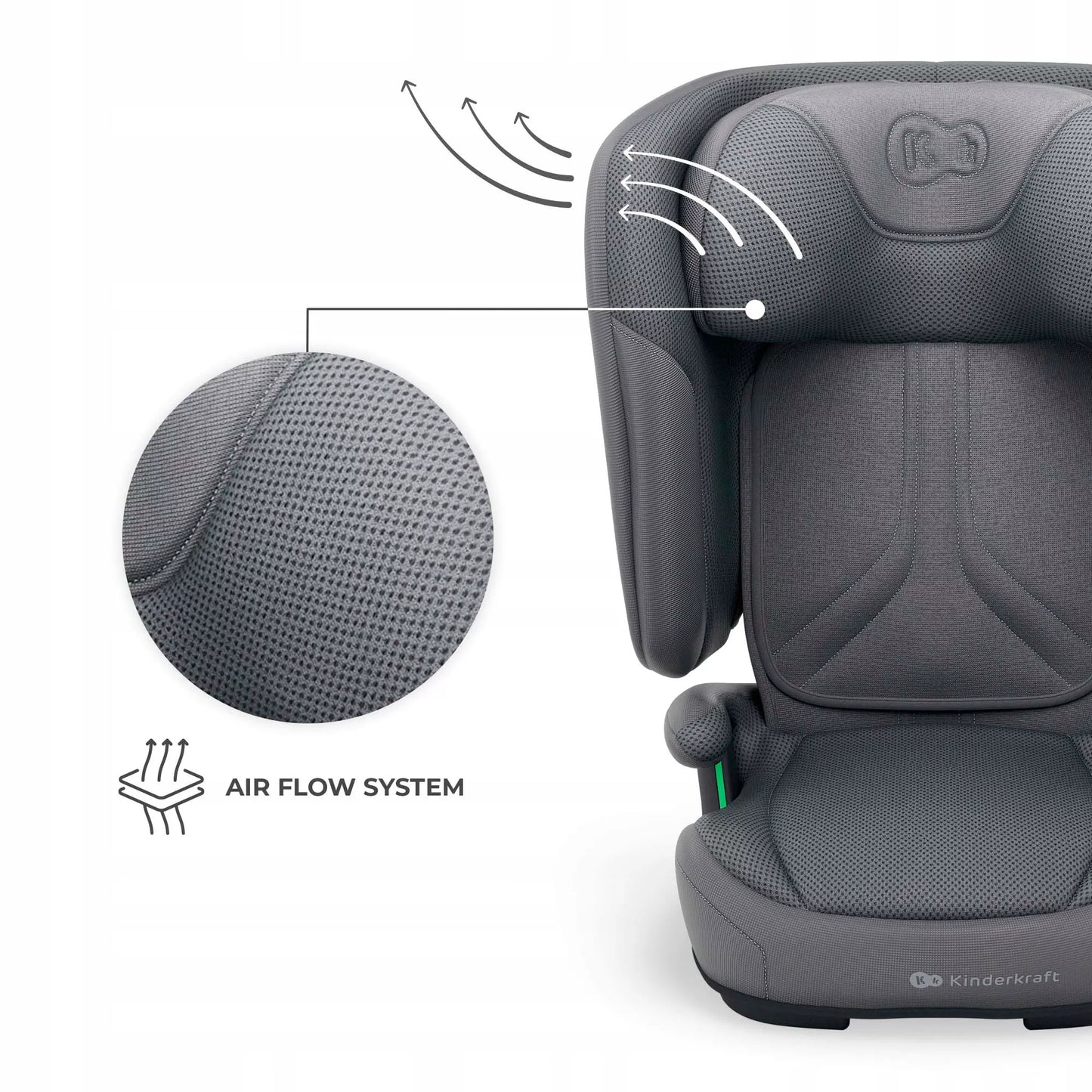 Automobilinė kėdutė 3,5-12 metų, 100-150 cm, 15-36 kg, UNITY 2, Pilka, Kinderkraft