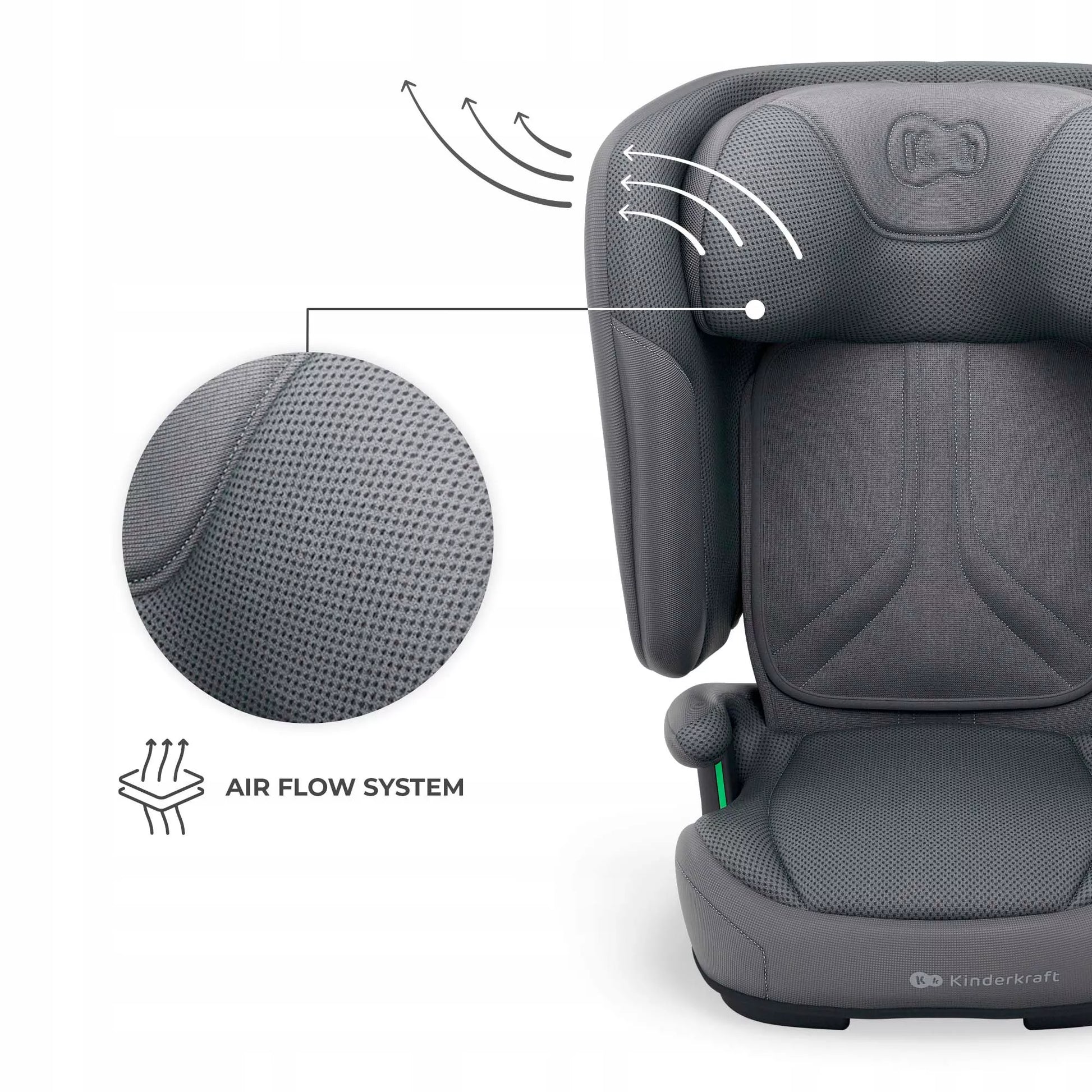 Automobilinė kėdutė 3,5-12 metų, 100-150 cm, 15-36 kg, UNITY 2, Pilka, Kinderkraft