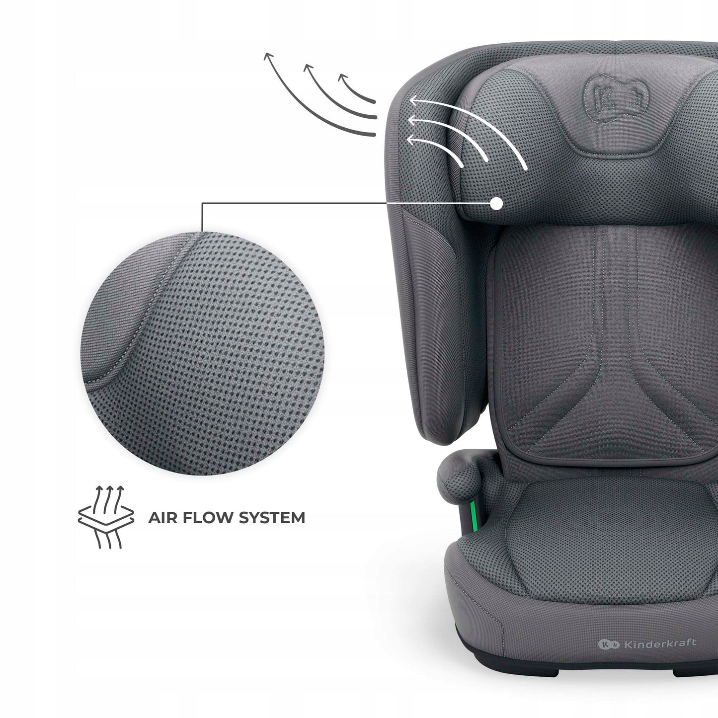 Automobilinė kėdutė 3,5-12 metų, 100-150 cm, 15-36 kg, UNITY 2, Pilka, Kinderkraft