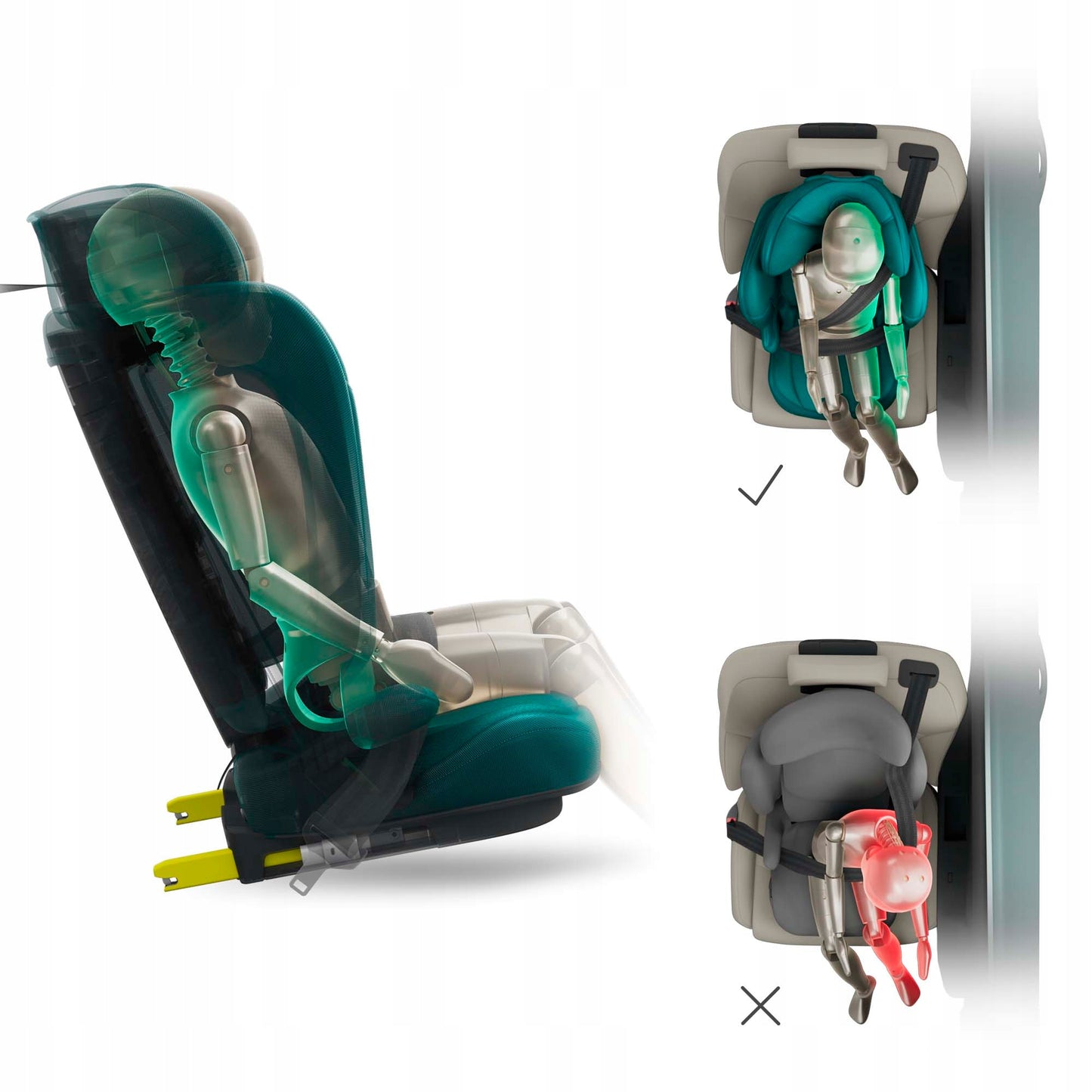 Automobilinė kėdutė 3,5-12 metų, 100-150 cm, 15-36 kg, UNITY 2, Pilka, Kinderkraft