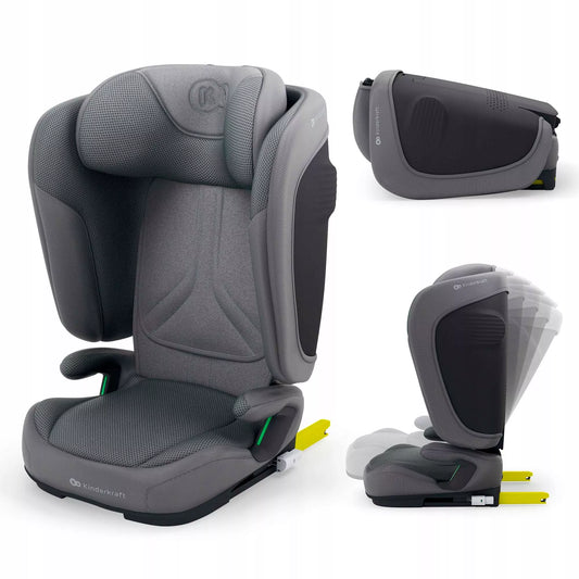 Automobilinė kėdutė 3,5-12 metų, 100-150 cm, 15-36 kg, UNITY 2, Pilka, Kinderkraft