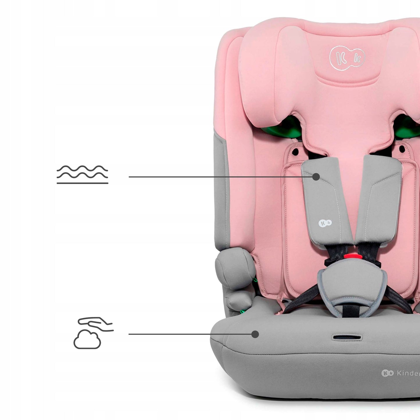 Kinderkraft vaikiška automobilinė kėdutė 76-150 cm 9-36 kg I-COMFY i-Size Rožinė