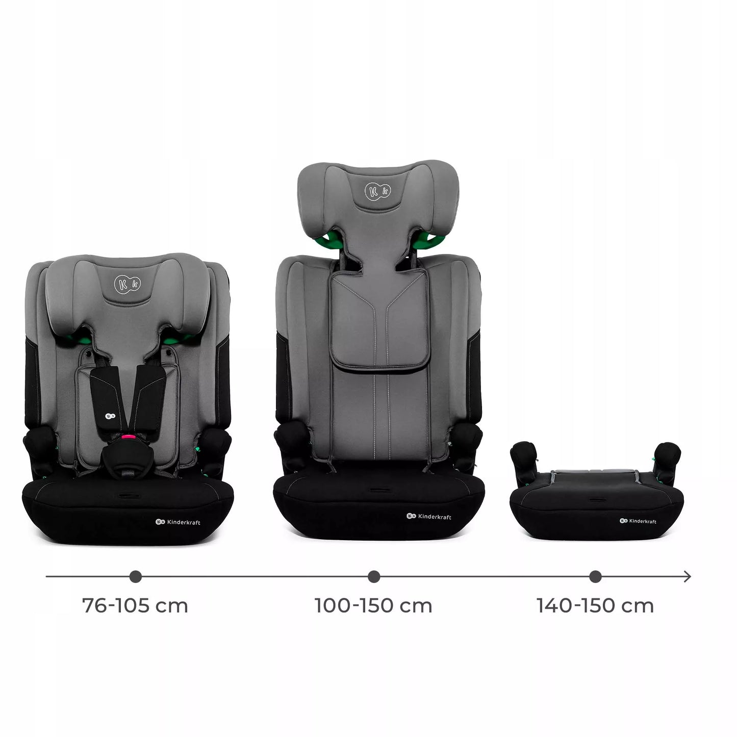 Kinderkraft Automobilinė kėdutė 76-150 cm 9-36 kg I-COMFY i-Size Pilka