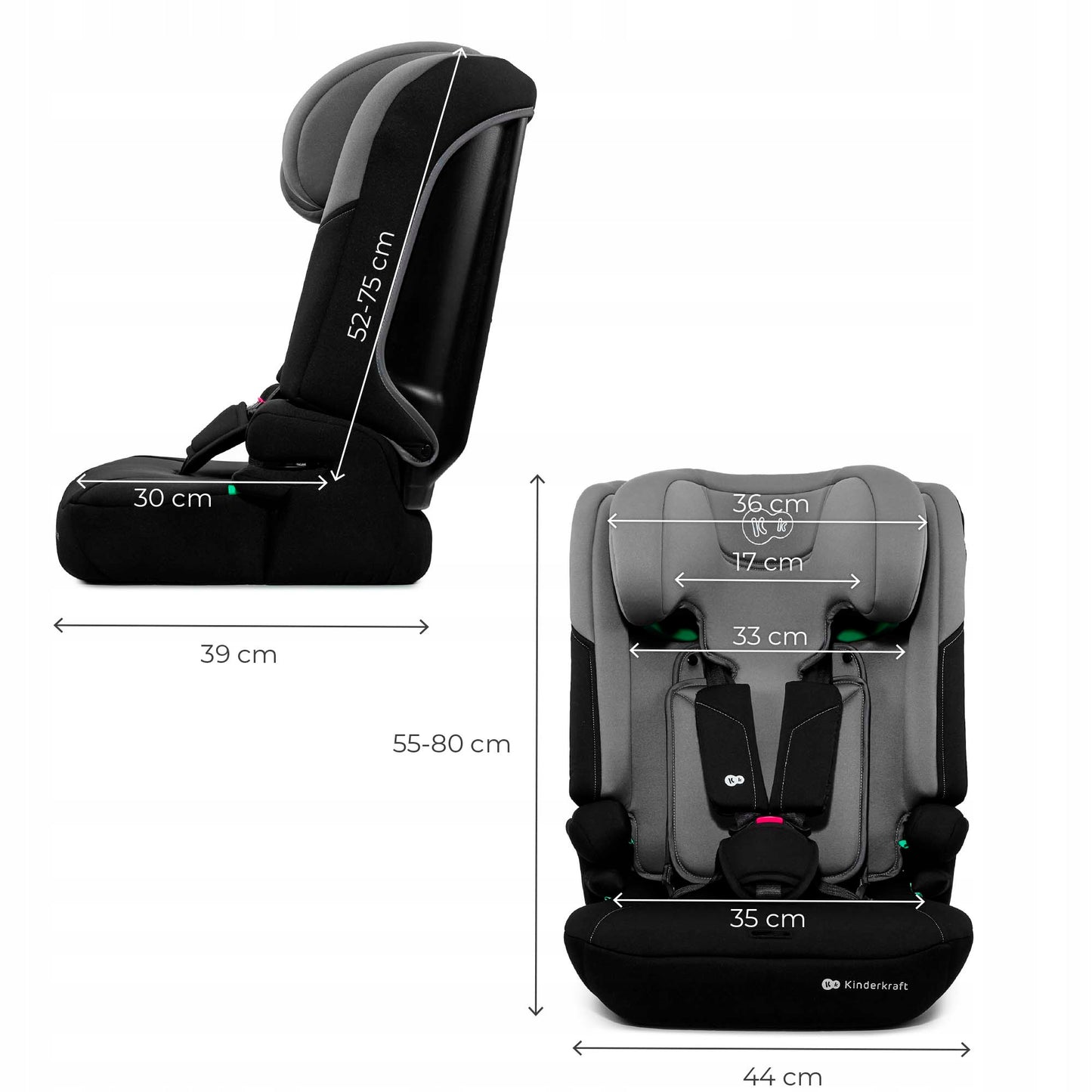 Kinderkraft Automobilinė kėdutė 76-150 cm 9-36 kg I-COMFY i-Size Pilka