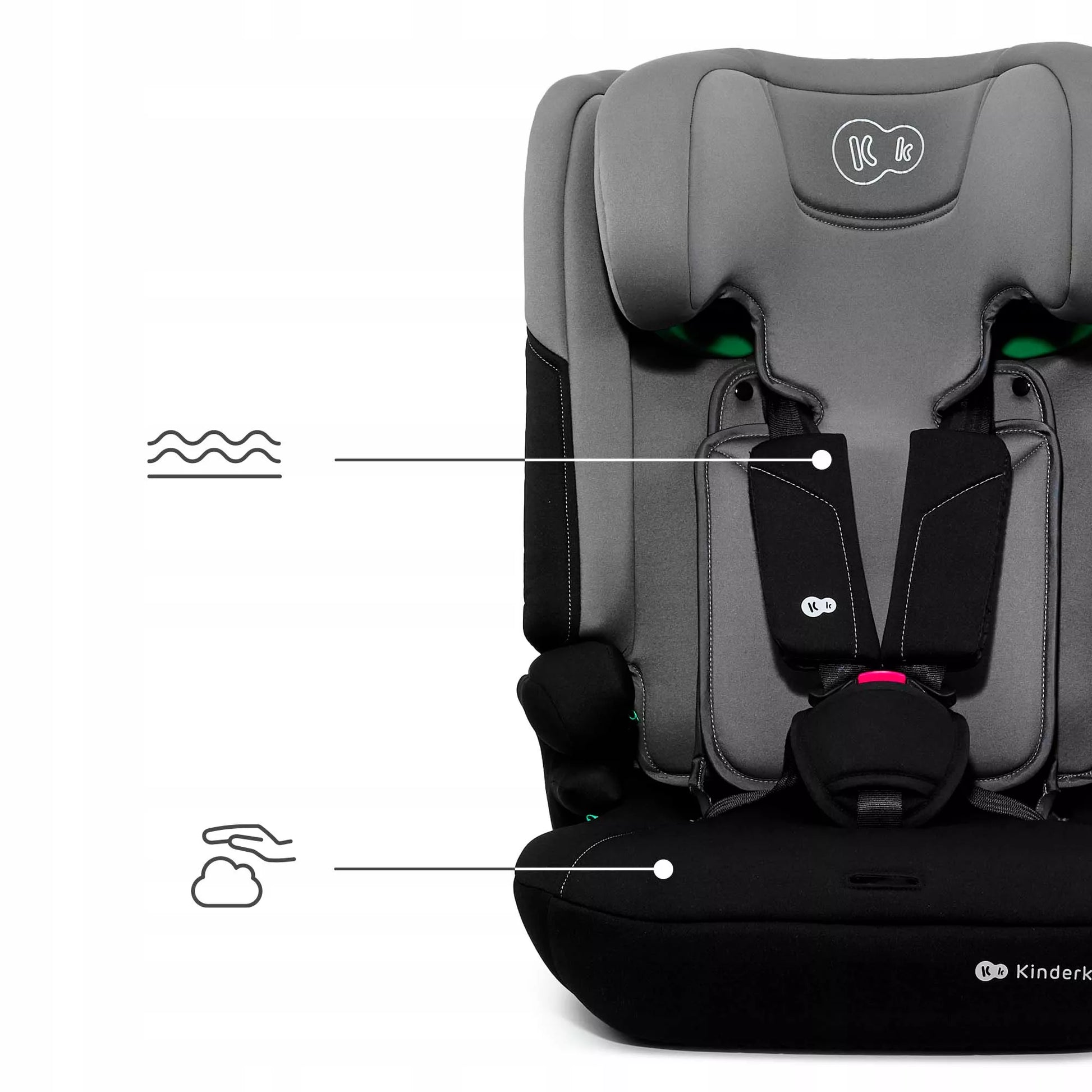 Kinderkraft Automobilinė kėdutė 76-150 cm 9-36 kg I-COMFY i-Size Pilka