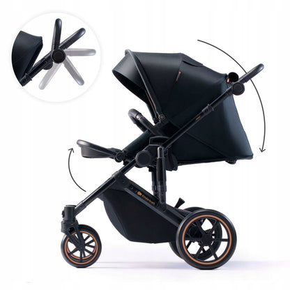 Kinderkraft Daugiafunkcis vežimėlis 2in1 Lopšys Sportinė dalis PRIME 2 Juodas