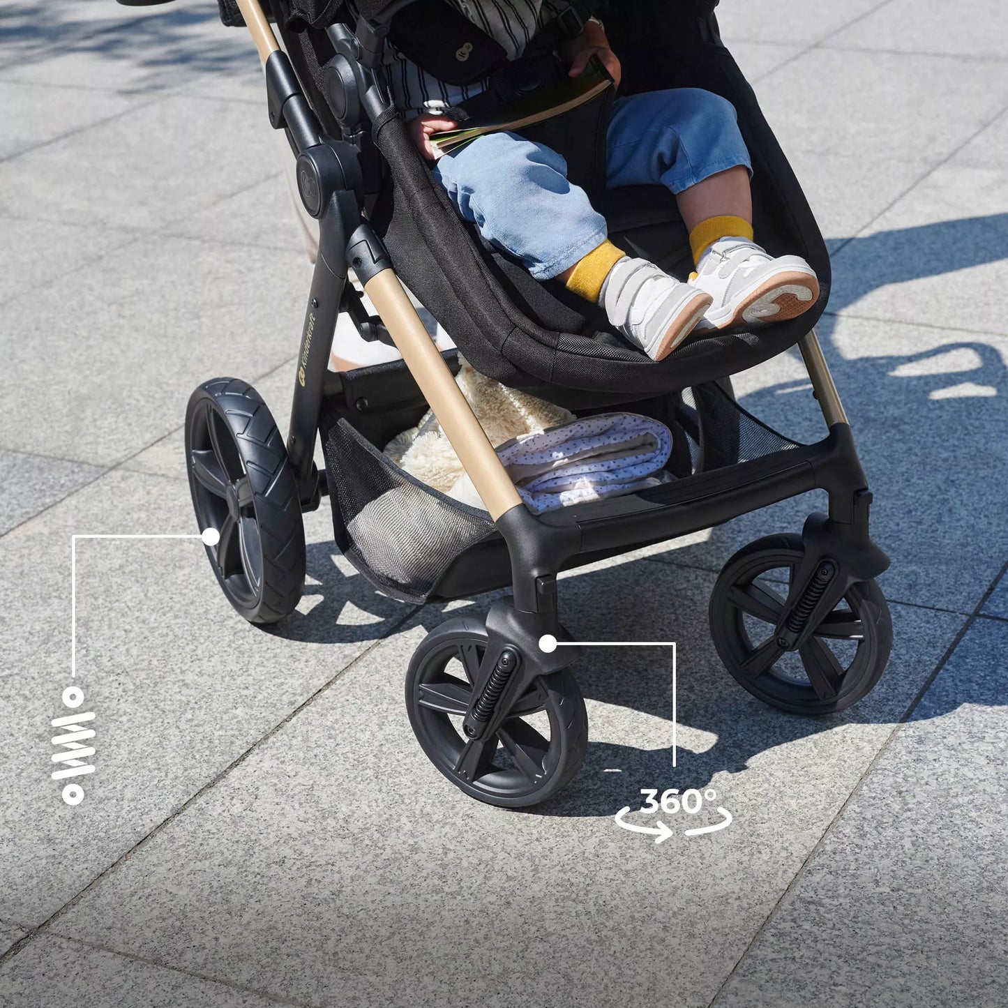 Kinderkraft Daugiafunkcis vežimėlis 4in1 MOOV 2 Kėdutė Bazinė MINK PRO Smėlio