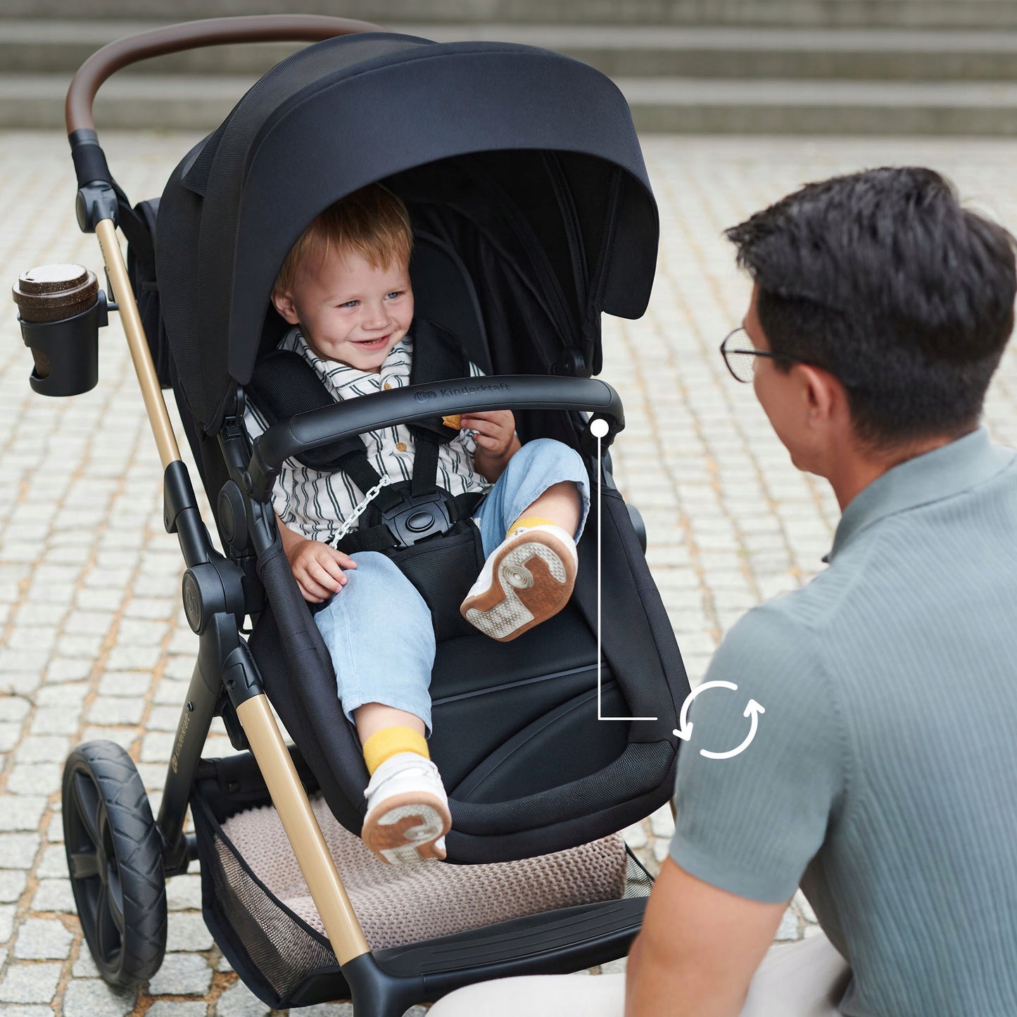 Kinderkraft Daugiafunkcis vežimėlis 4in1 MOOV 2 Kėdutė Bazinė MINK PRO Smėlio