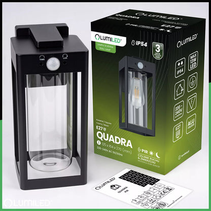 Sodo sieninis šviestuvas lauko fasadinis E27 LED su PIR judesio jutikliu IP54