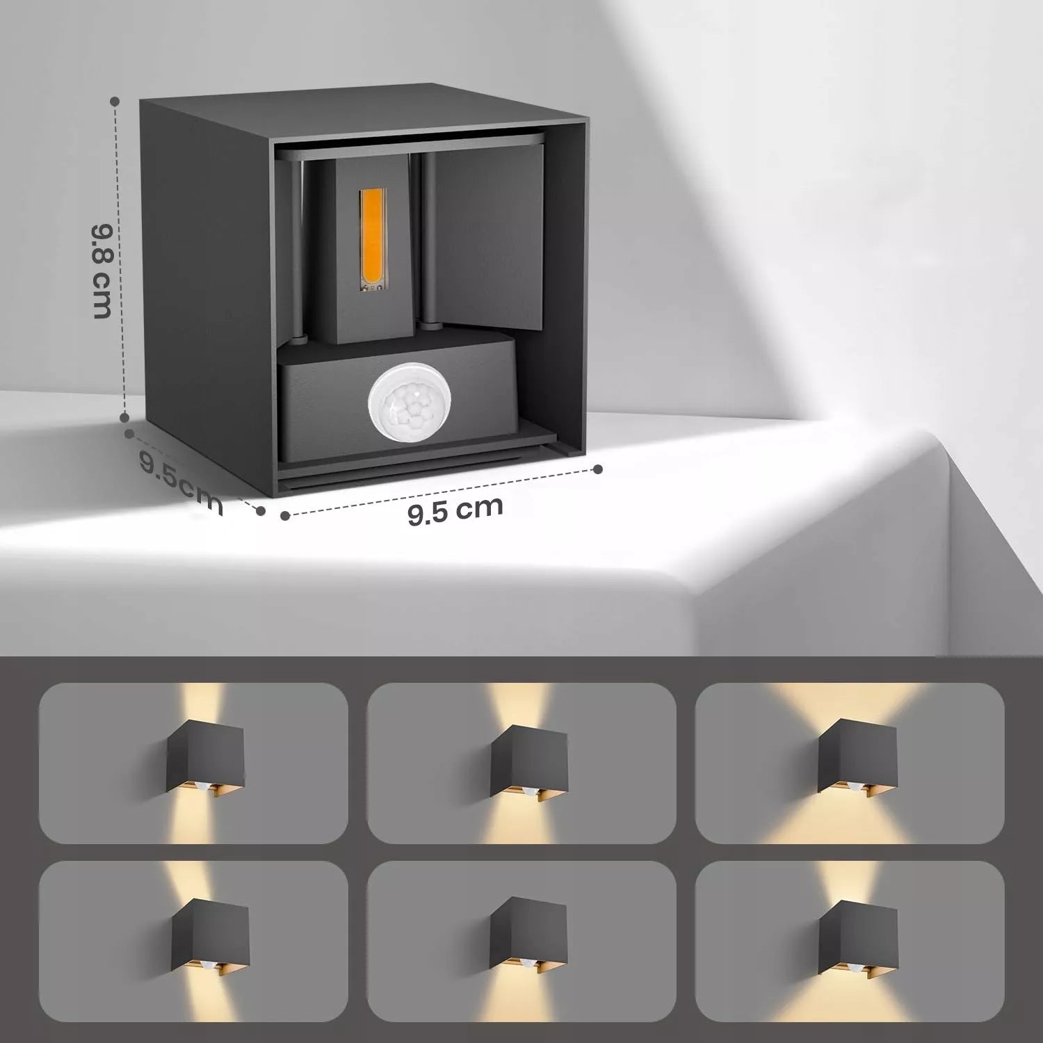 Lauko sieninis LED šviestuvas fasadinis sodo 10W IP65 su jutikliu