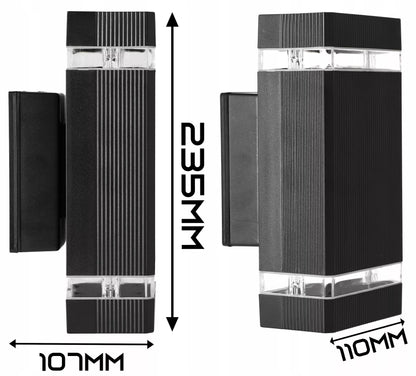 Išorinis sieninis šviestuvas LED fasadinis sodo šviestuvas 2xGU10 su PIR judesio jutikliu