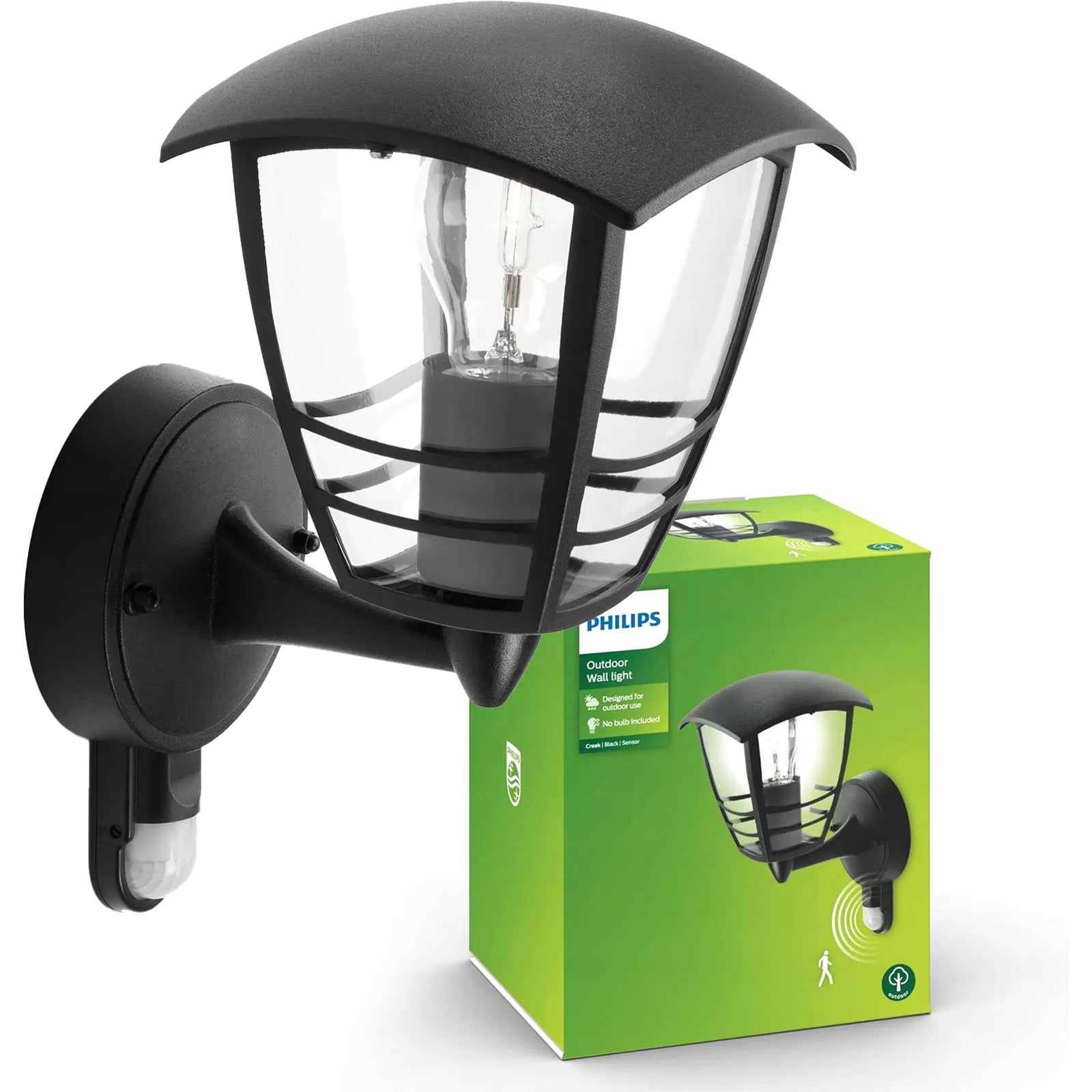 PHILIPS CREEK lauko sieninis šviestuvas, fasado ir sodo lempa su judesio jutikliu