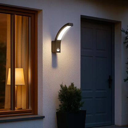 Išorinis LED sieninis šviestuvas 10W sodo lempa su JUDESIO JUTIKLIU fasadinis sieninis