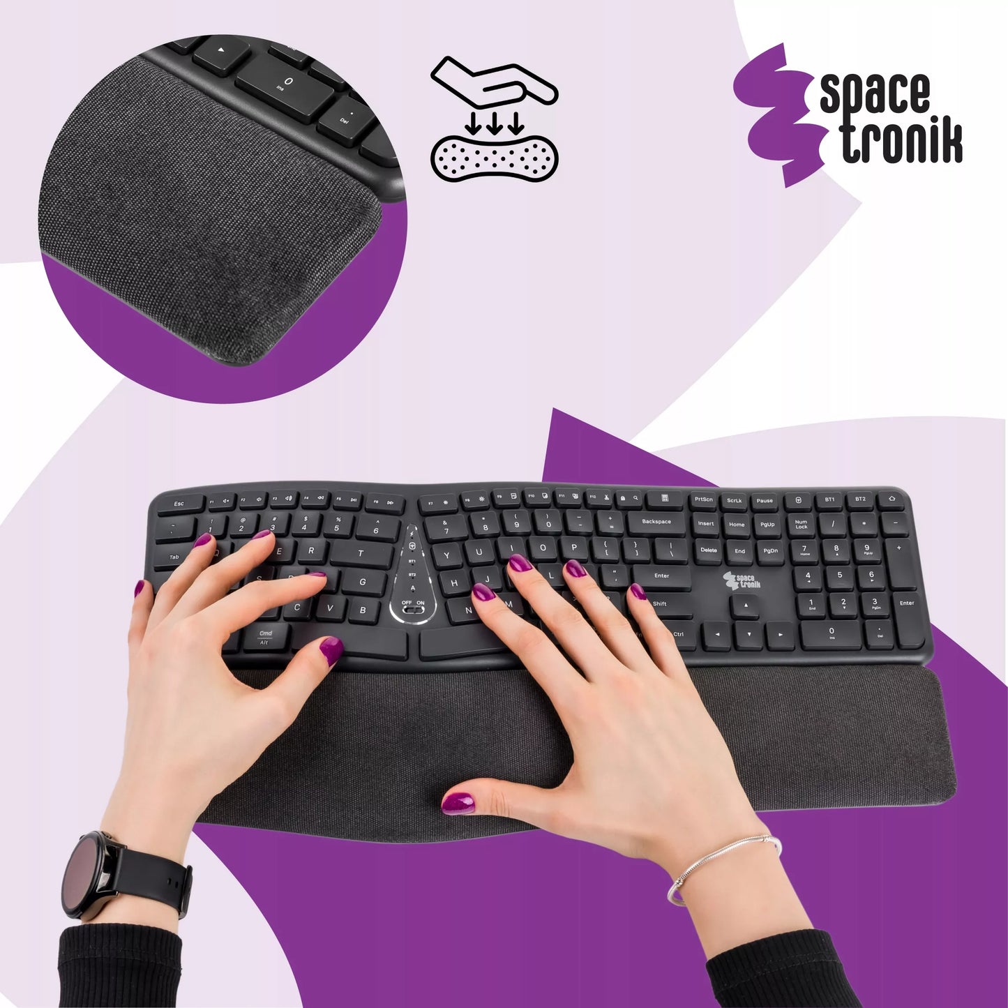 Ergonominė laidinė USB klaviatūra Spacetronik EZZY 1.5m membrana