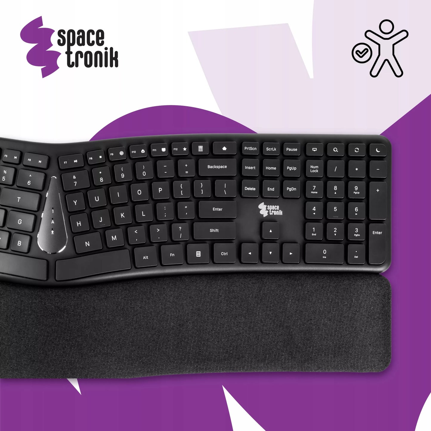 Ergonominė laidinė USB klaviatūra Spacetronik EZZY 1.5m membrana