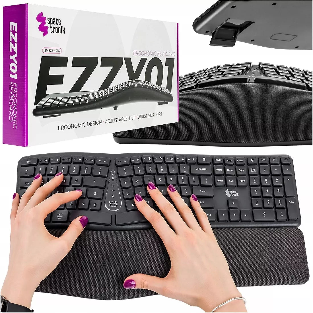 Ergonominė laidinė USB klaviatūra Spacetronik EZZY 1.5m membrana