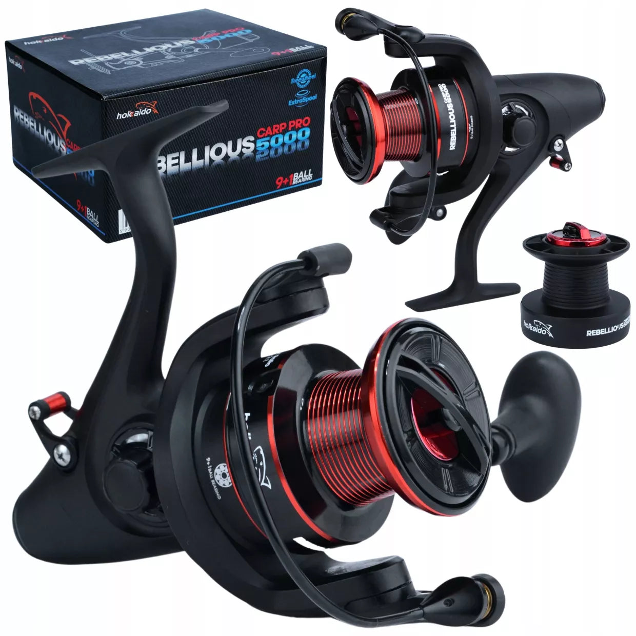 Ritė Hokkaido Rebellious Carp Pro 5000 su laisvąja eiga + Atsarginė špūlė
