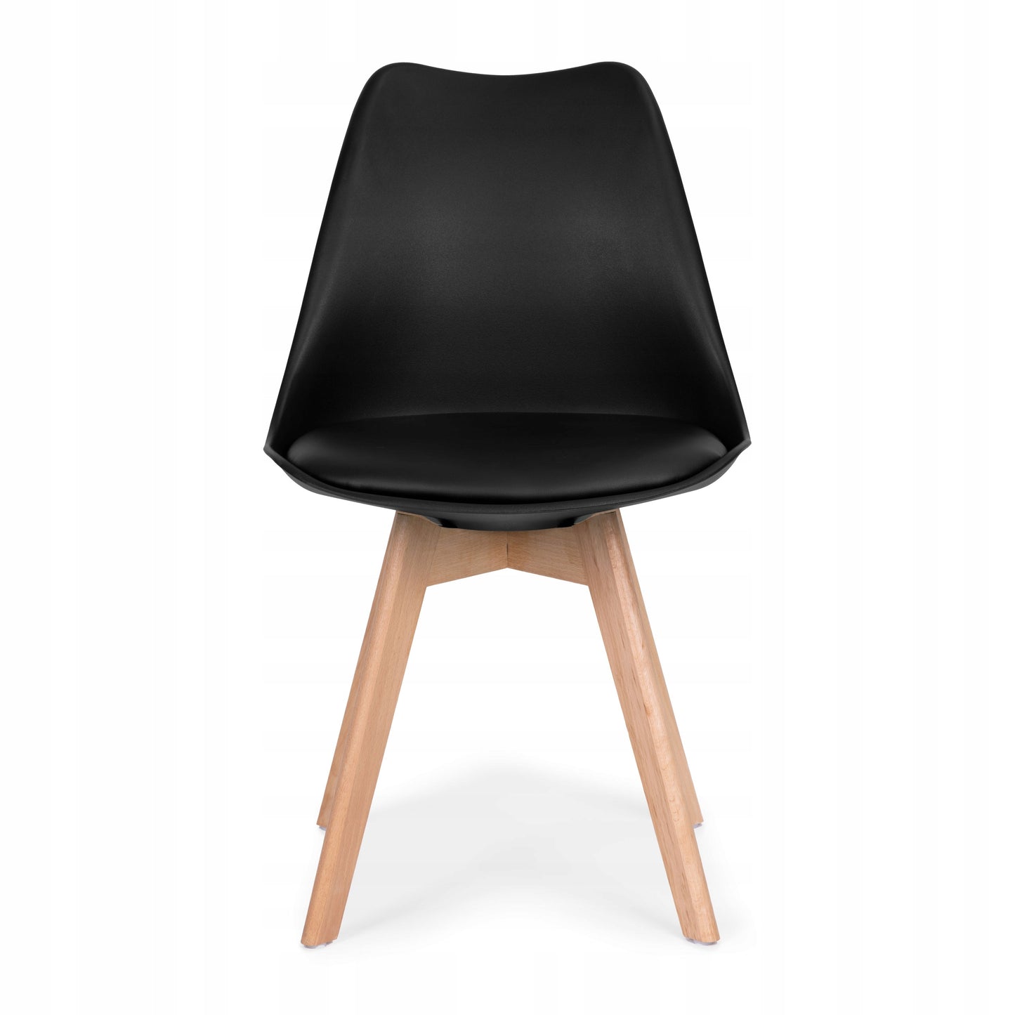 4 juodų ekoodos kėdžių komplektas su paminkštinimu svetainei ir valgomajam ModernHome