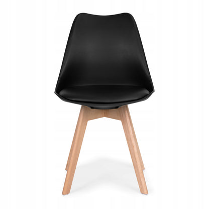 4 juodų ekoodos kėdžių komplektas su paminkštinimu svetainei ir valgomajam ModernHome