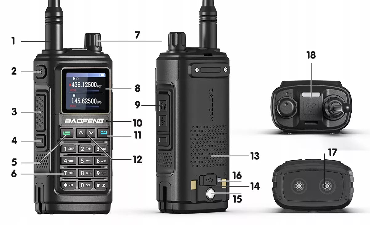 Radijo stotelė Baofeng UV-17E Walkie Talkie PMR VHF UHF USB-C