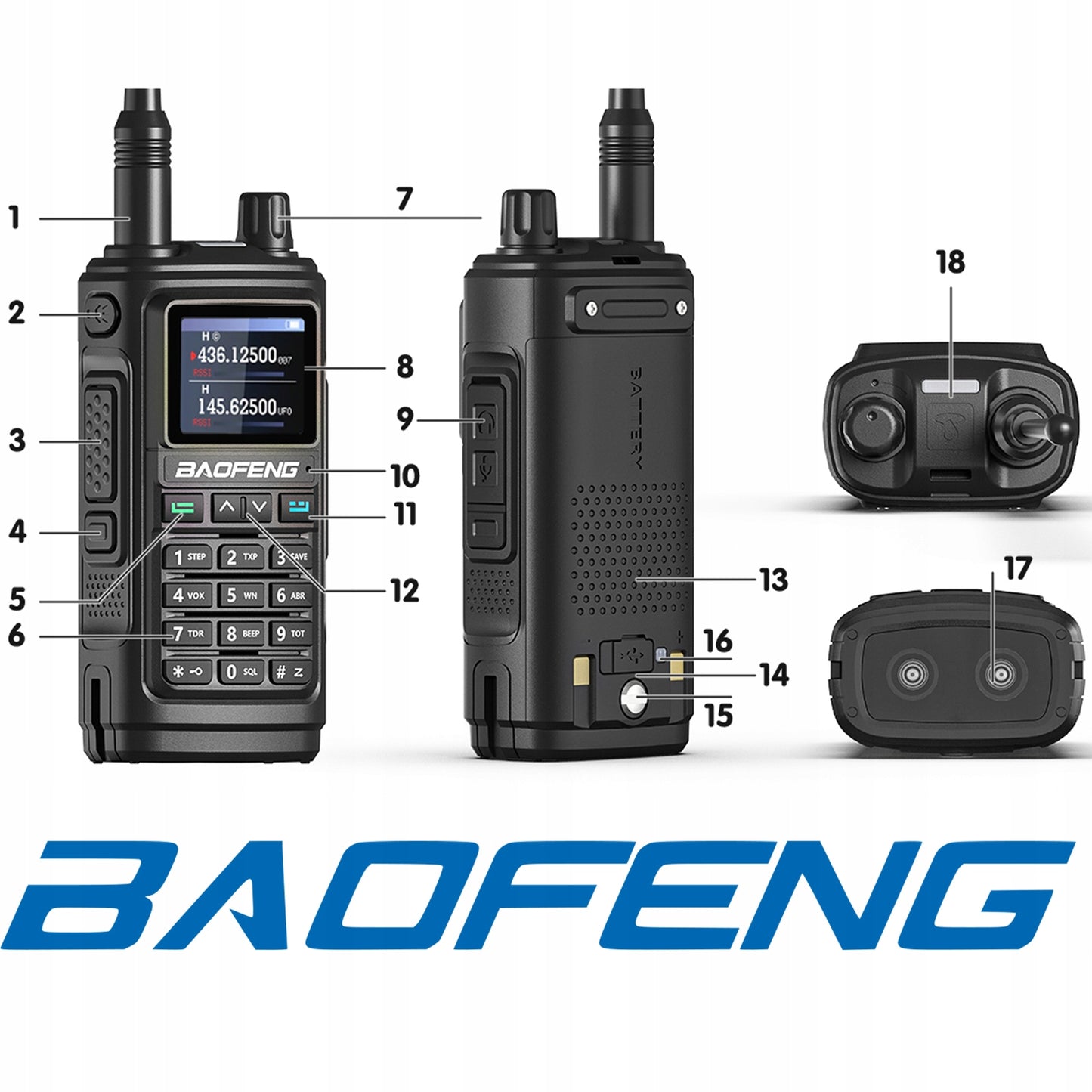 Radijo stotelė Baofeng UV-17E Walkie Talkie PMR VHF UHF USB-C