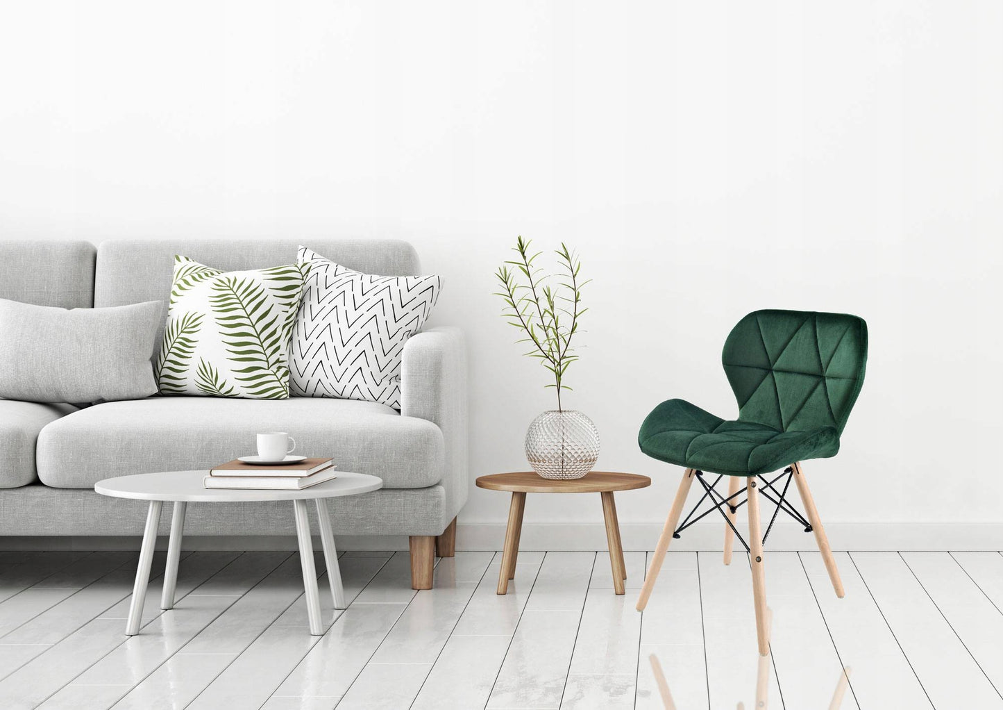 Apmušta kėdė MURET VELVET - aksominė tamsiai žalia