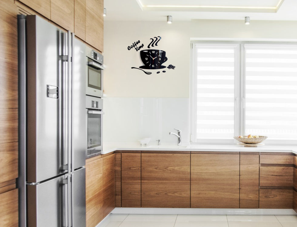 Virtuvinis sieninis laikrodis FILIŻANKA EFEKT 3D 12KOLORY - tylus, virtuvei