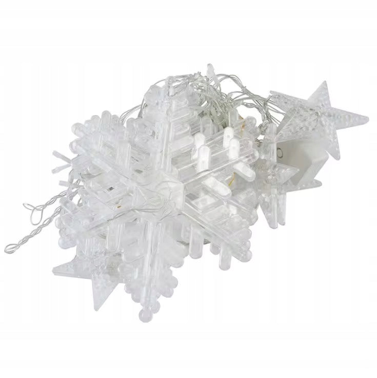 LED šviesos užuolaida 120 snaigės formos diodų lango dekoracija, šiltai geltona