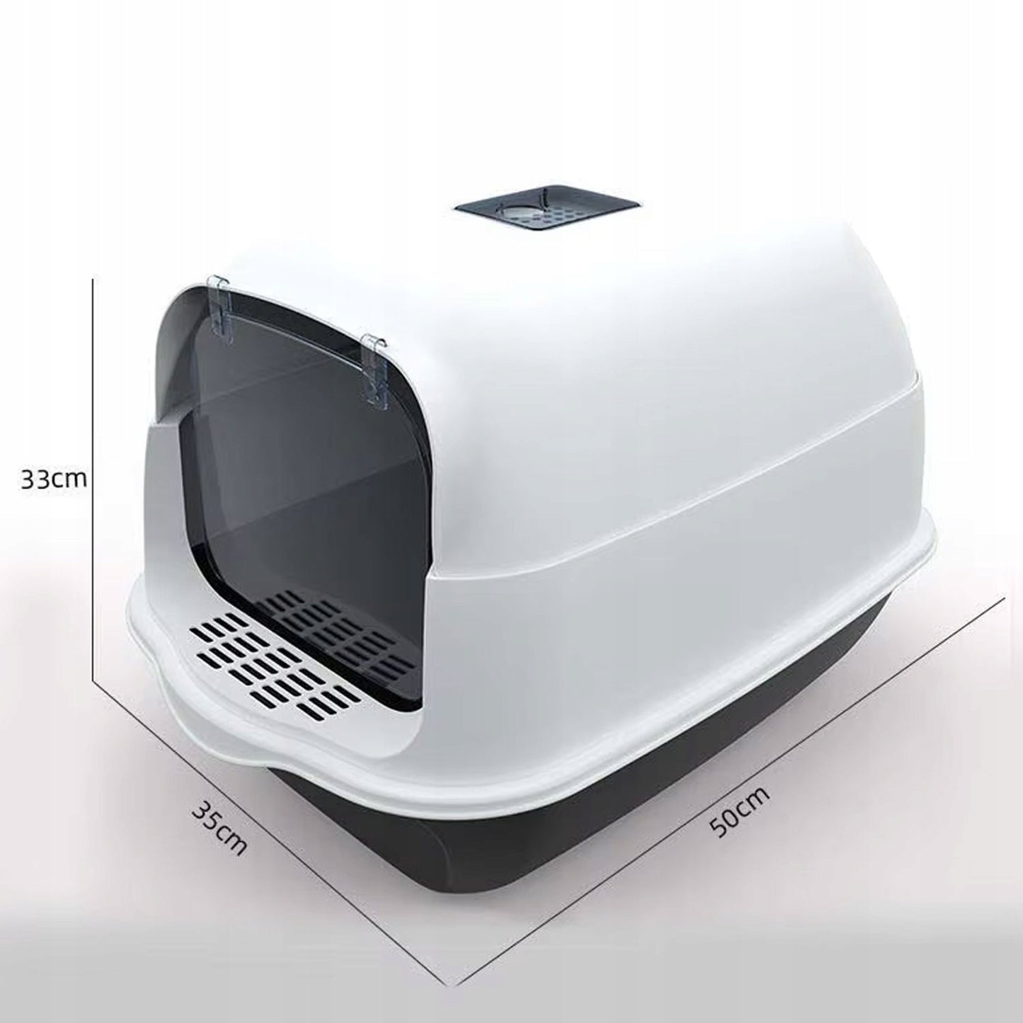 Kačių tualeto dėžutė Uždaroma didelė tvirta kačių tualeto dėžutė su kraiko kastuvėliu