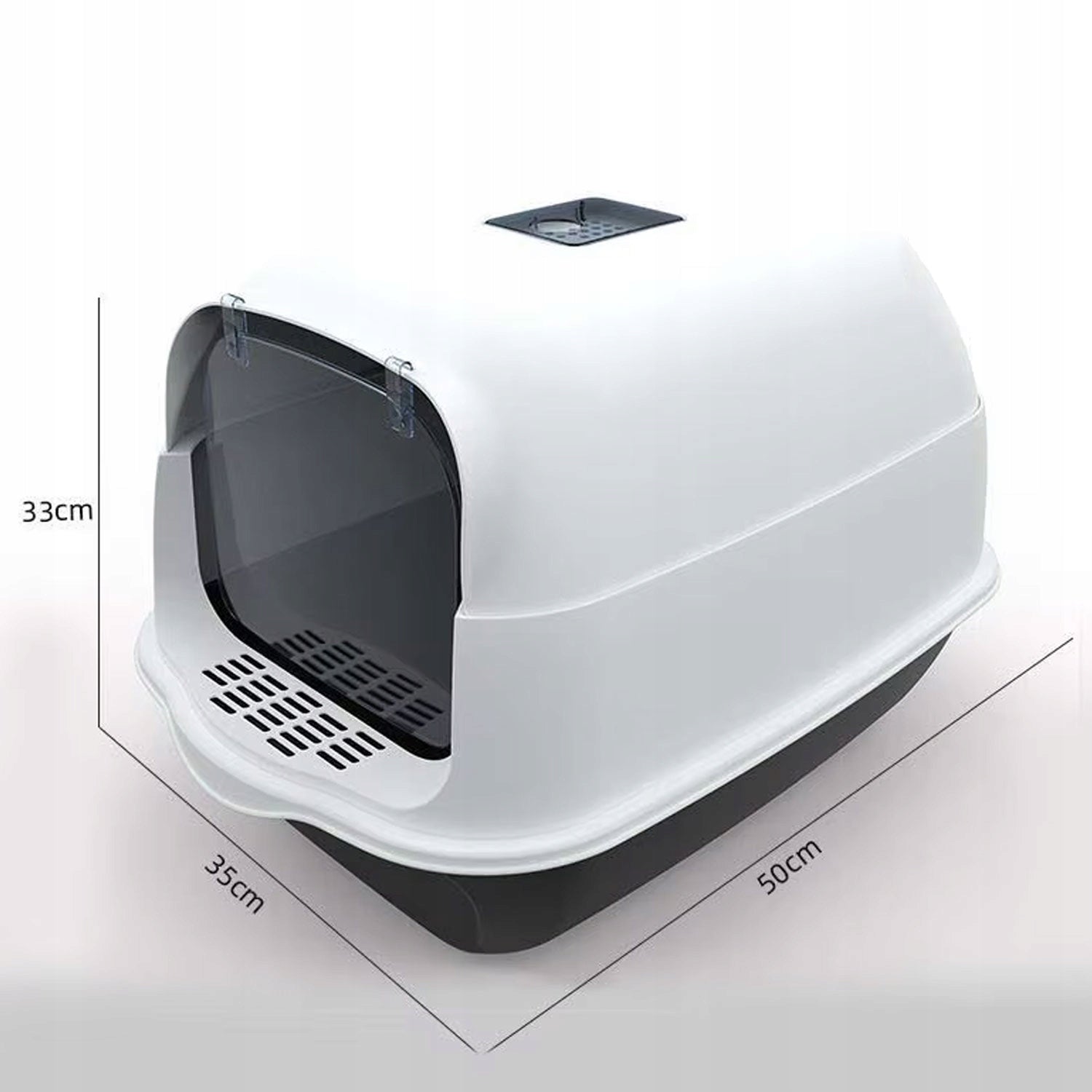 Kačių tualeto dėžutė Uždaroma didelė tvirta kačių tualeto dėžutė su kraiko kastuvėliu