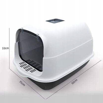 Kačių tualeto dėžutė Uždaroma didelė tvirta kačių tualeto dėžutė su kraiko kastuvėliu