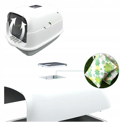 Kačių tualeto dėžutė Uždaroma didelė tvirta kačių tualeto dėžutė su kraiko kastuvėliu