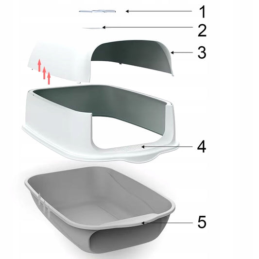 Kačių tualeto dėžutė Uždaroma didelė tvirta kačių tualeto dėžutė su kraiko kastuvėliu