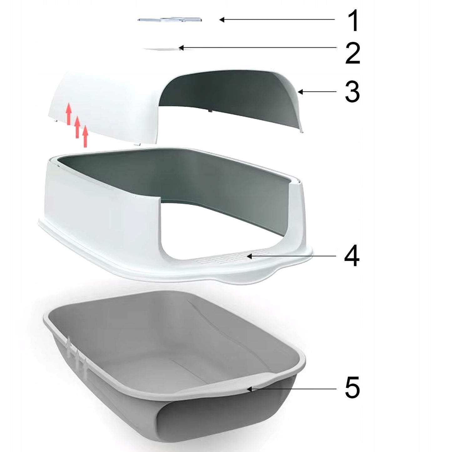 Kačių tualeto dėžutė Uždaroma didelė tvirta kačių tualeto dėžutė su kraiko kastuvėliu