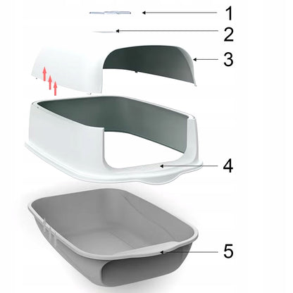 Kačių tualeto dėžutė Uždaroma didelė tvirta kačių tualeto dėžutė su kraiko kastuvėliu